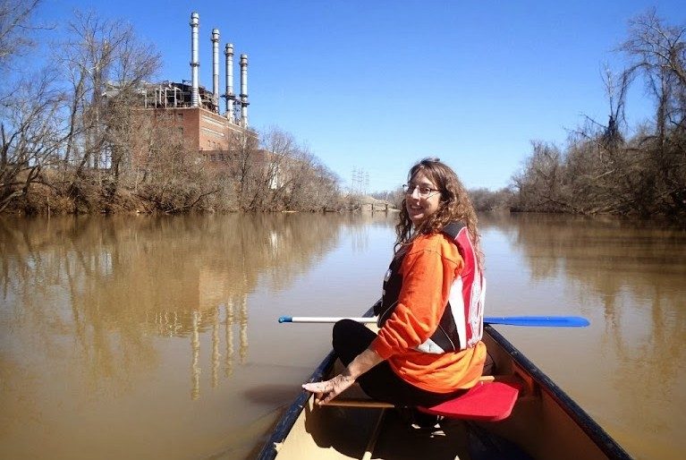 Photograph of Maddy Schreiber  in canoe on Dan River