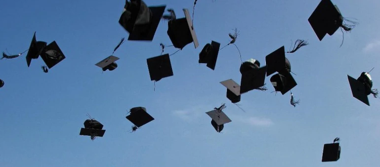 Caps in the air at commencement