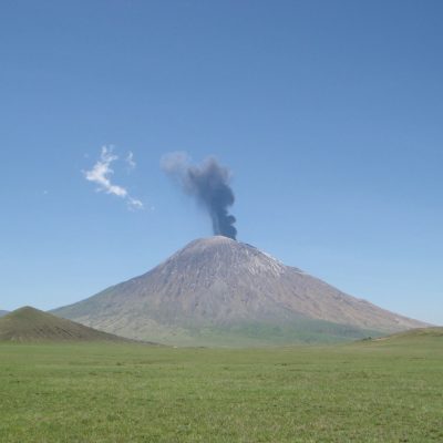 The volcano Ol Doinyo Lengai erupting