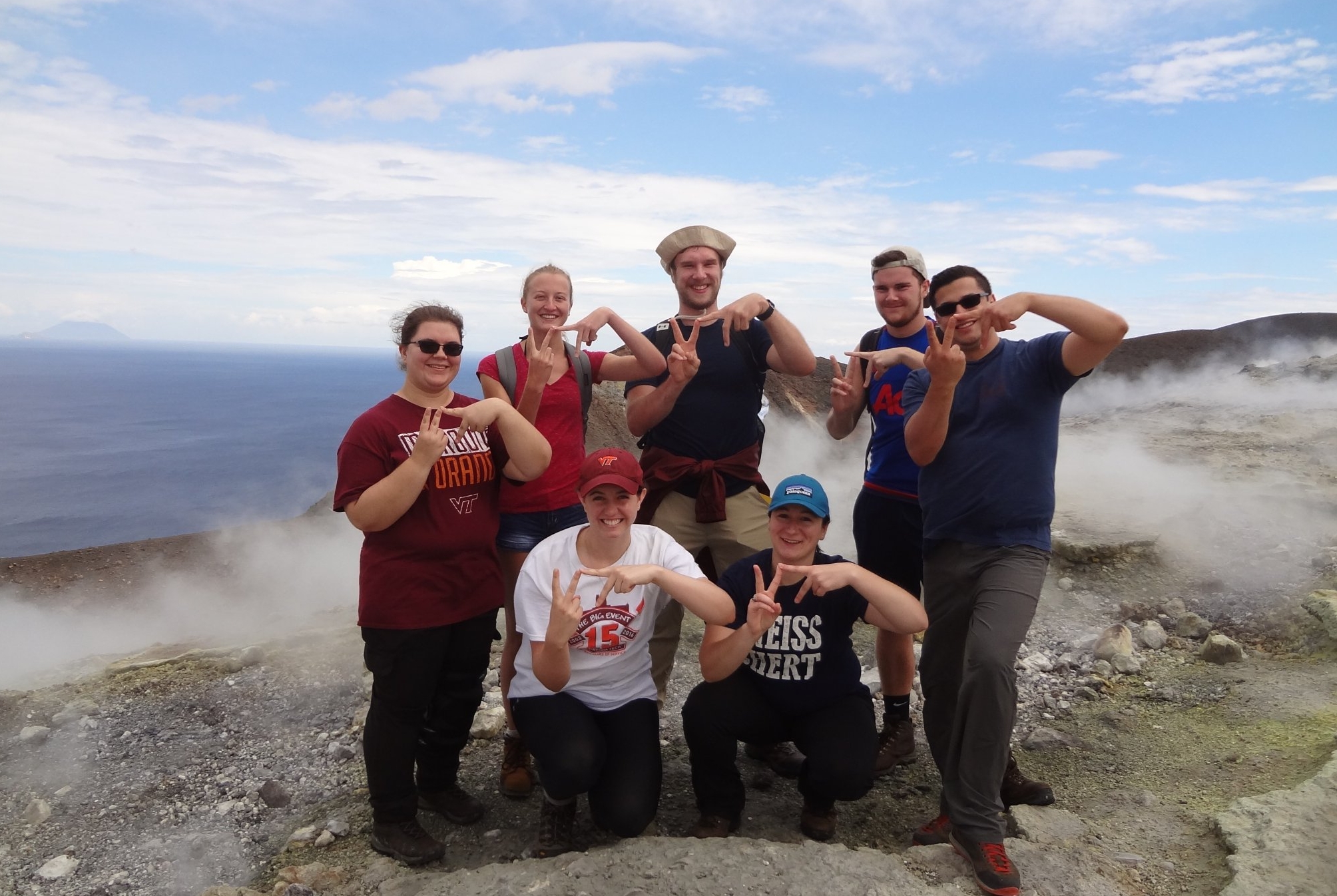 Undergraduate students on volcano